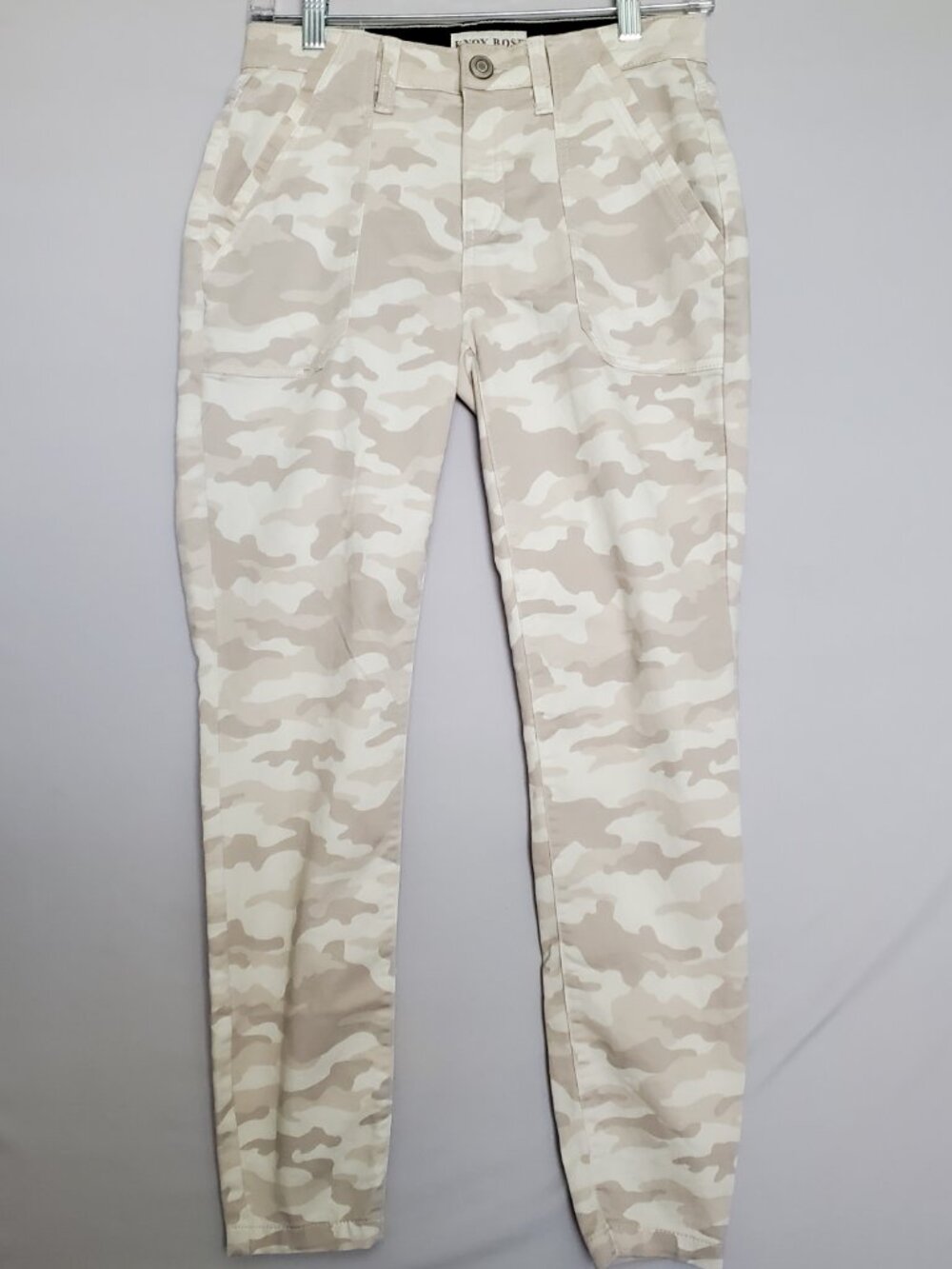 Knox Rose Women Pants Khaki Sand Desert Camo 2R Stretch Ankle Casual Flat Front